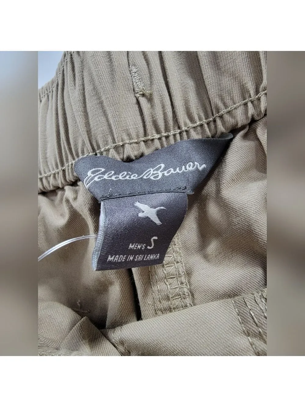 Eddie Bauer Voyager Pull-On Shorts Mens Small Beige Stretch Twill Chino Hiking